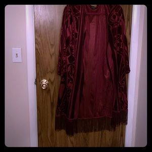 Velvet burgundy cardigan size large